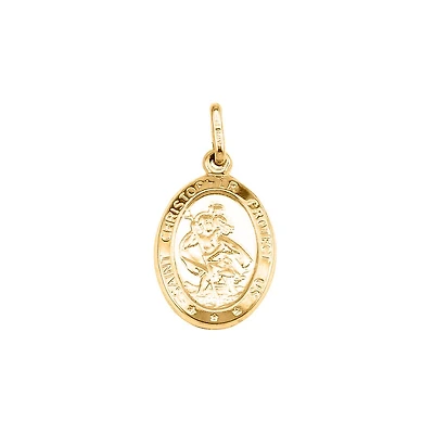 St Christopher Disc Pendant in 10kt Yellow Gold