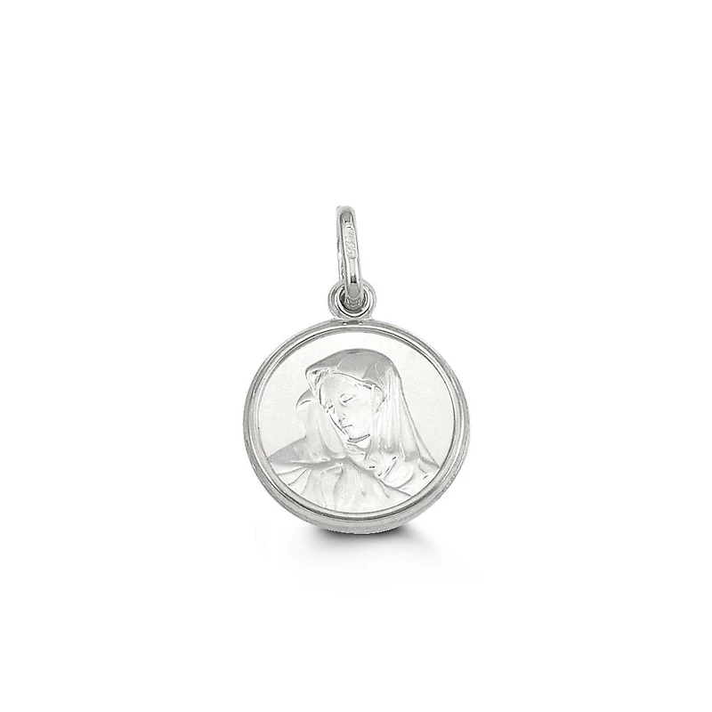 Mary Disc Pendant in 10kt White Gold