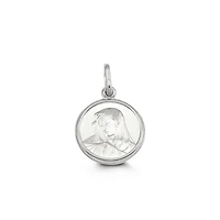 Mary Disc Pendant in 10kt White Gold