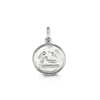 Baptism Disc Pendant in 10kt White Gold