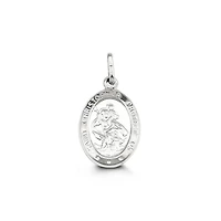 St Christopher Disc Pendant in 10kt White Gold