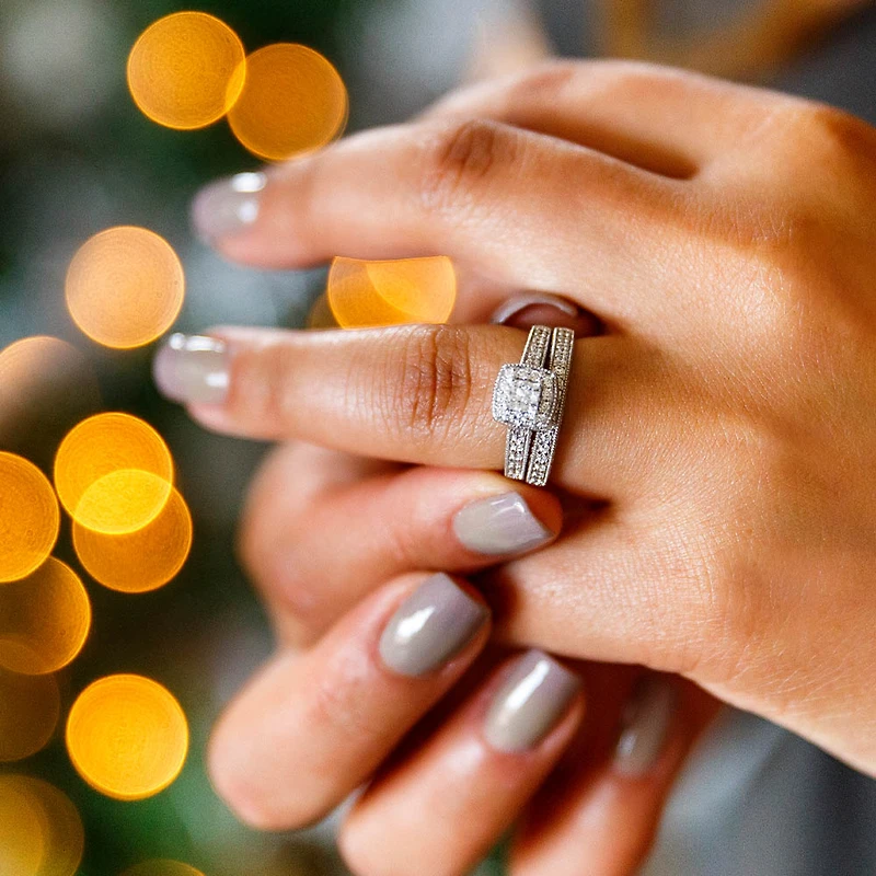 Bridal Set with .50 Carat TW of Diamonds in 10kt White Gold