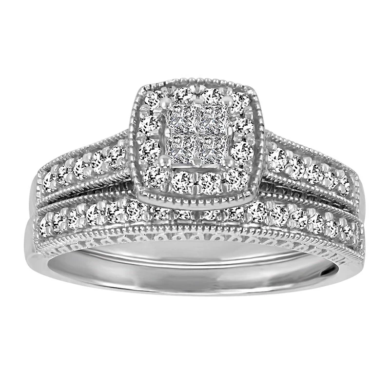 Bridal Set with .50 Carat TW of Diamonds in 10kt White Gold