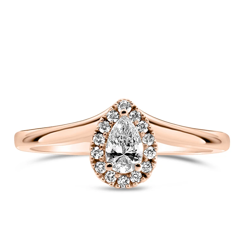 Colourless Collection Halo Engagement Ring with .27 Carat TW of Diamonds in 18kt Rose Gold