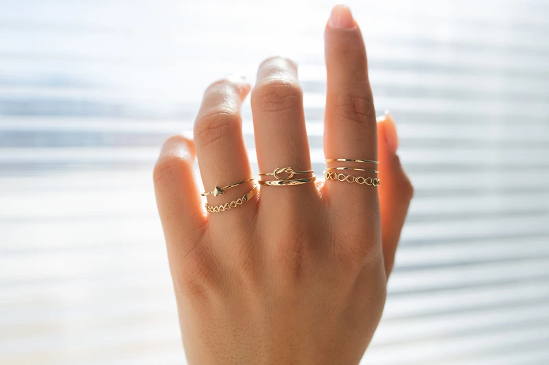 Everyday Stacking Double Line Ring in 10kt Yellow Gold