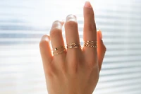 Everyday Stacking Double Line Ring in 10kt Yellow Gold