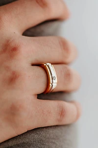 Men’s Ring with .03 Carat Diamond in 10kt White and Yellow Gold