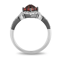 Enchanted Disney Cruella Lightning Bolt Ring with Garnet and .20 Carat TW of Diamonds in Sterling Silver