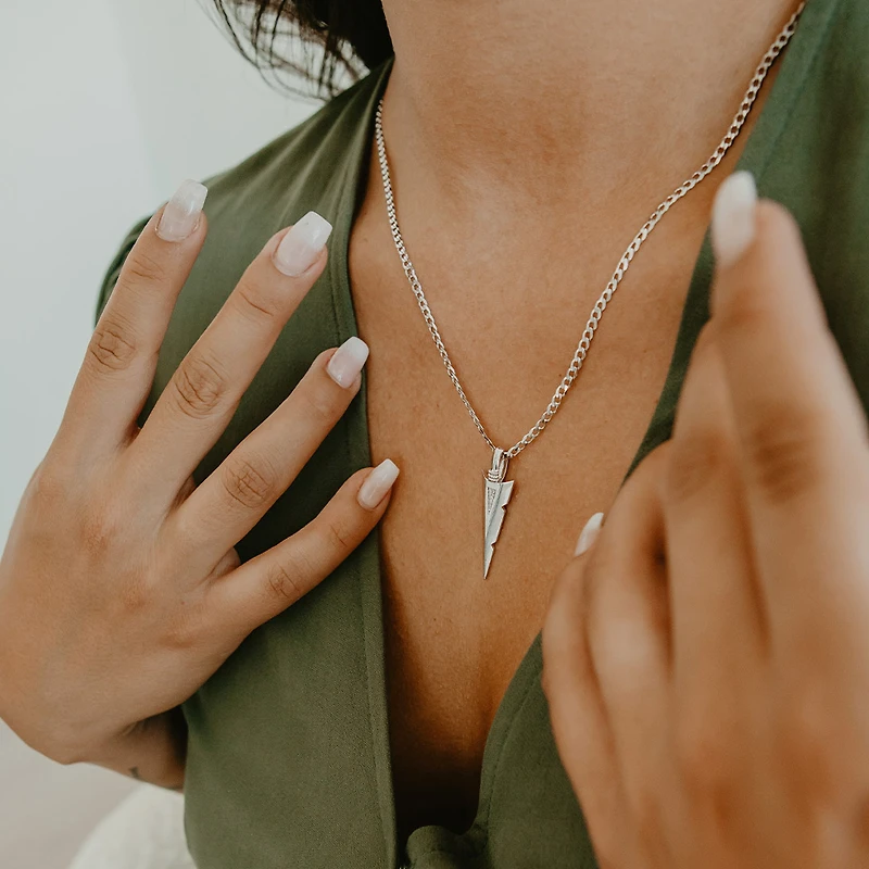 PJ x Shayla Stonechild 18″-21″ Arrowhead Necklace with .02 Carat TW of Diamonds in Sterling  Silver