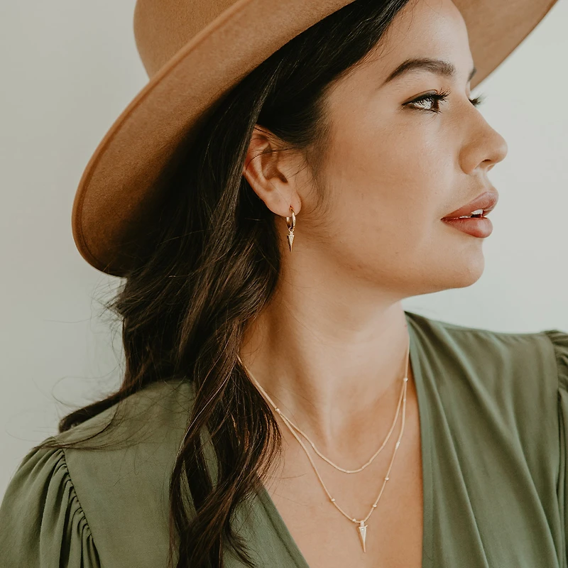 PJ x Shayla Stonechild Arrowhead Earrings with .02 Carat TW of Diamonds in Gold Plated Sterling Silver