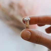 Eternal Wonder Pear Halo Engagement Ring with 1.17 Carat TW of Diamonds in 18kt Yellow Gold