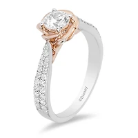 Enchanted Disney Belle Engagement Ring with .75 Carat TW of Diamonds in 14kt White and Rose Gold