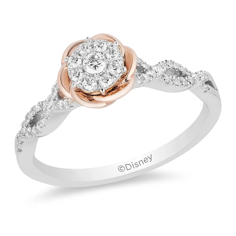 Enchanted Disney Belle Ring with .25 Carat TW of Diamonds in 10kt White and Rose Gold