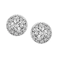 Fire of the North Halo Stud Earrings with 1.00 Carat TW of Diamonds in 14kt White Gold