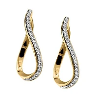 Twisted Hoop Earrings with .25 Carat TW of Diamonds in 10kt Yellow Gold