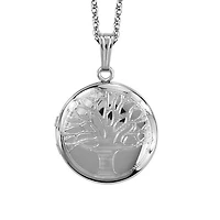 Family Tree Circle Locket in Sterling Silver With Chain