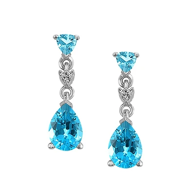 Earrings with .02 Carat TW of Diamonds and Blue Topaz in 10kt White Gold