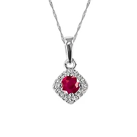 Pendant with .08 Carat TW of Diamonds and Ruby in 10kt White Gold with Chain