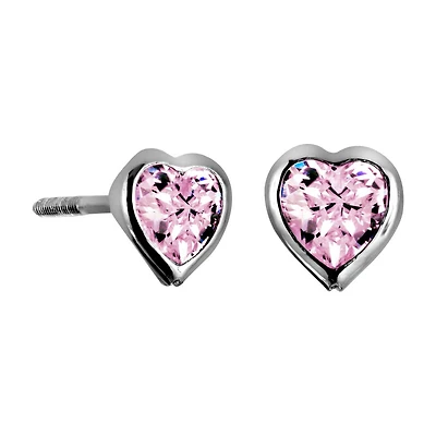 Childrens’ Precious Forever Earrings with Pink Cubic Zirconia in Sterling Silver