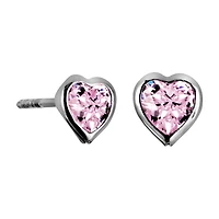 Childrens’ Precious Forever Earrings with Pink Cubic Zirconia in Sterling Silver