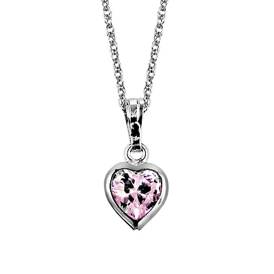 Childrens’ Precious Forever Pendant with Pink Cubic Zirconia in Sterling Silver with Chain