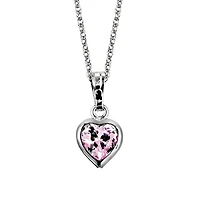 Childrens’ Precious Forever Pendant with Pink Cubic Zirconia in Sterling Silver with Chain