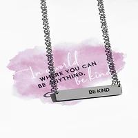 18″ Stainless Steel Be Kind Bar Necklace
