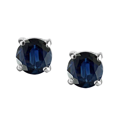4MM Stud Earrings With Sapphire In 14kt White Gold