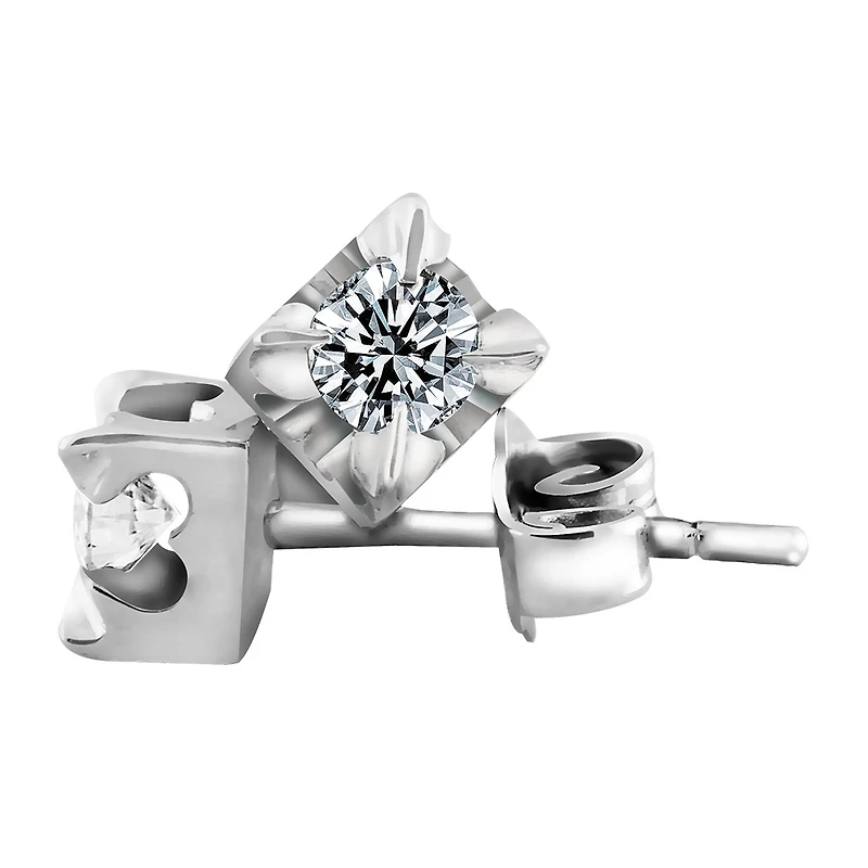 Stud Earrings with .70 Carat TW of Diamonds in 14kt White Gold