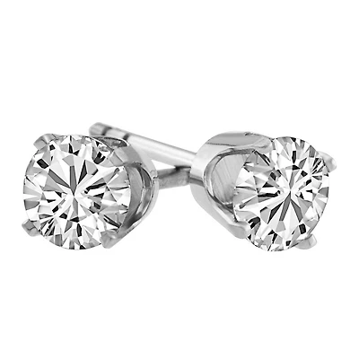 Stud Earrings with Carat TW of Cubic Zirconia in 14kt White Gold