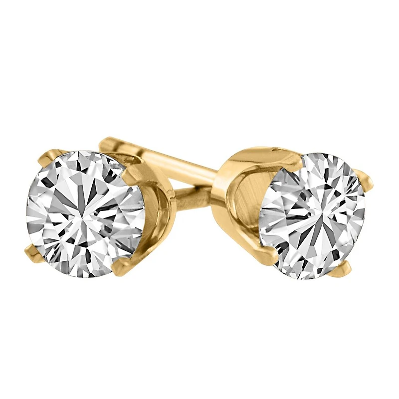 Stud Earrings with Carat TW of Cubic Zirconia in 14kt Yellow Gold