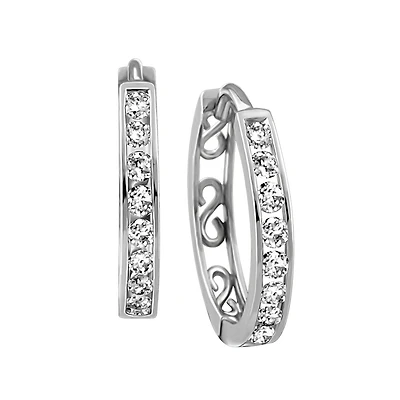 Hoop Earrings with .15 Carat TW of Diamonds in 10kt Gold