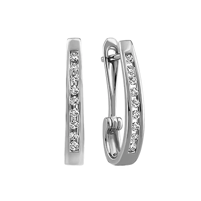 Hoop Earrings with Carat TW of Diamonds in 10kt White Gold