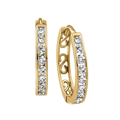 Hoop Earrings with .25 Carat TW of Diamonds in 10kt Yellow Gold