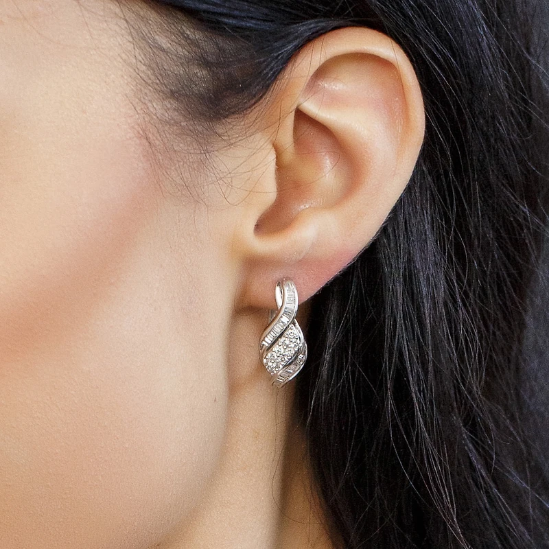 Earrings with 1.00 Carat TW of Diamonds in 10kt White Gold
