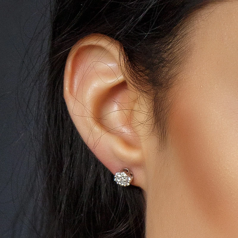 Cluster Earrings with .50 Carat TW of Diamonds in 14kt White Gold