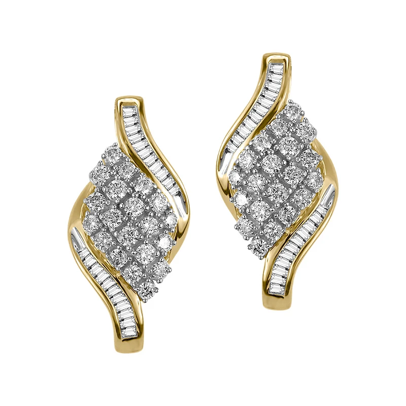 Earrings with .75 Carat TW of Diamonds in 10kt Yellow Gold