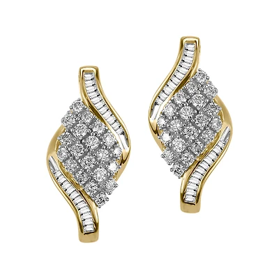 Earrings with .75 Carat TW of Diamonds in 10kt Yellow Gold