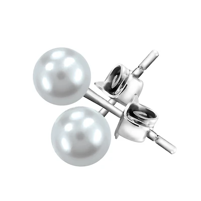5mm White Pearl Stud Earrings in Sterling Silver
