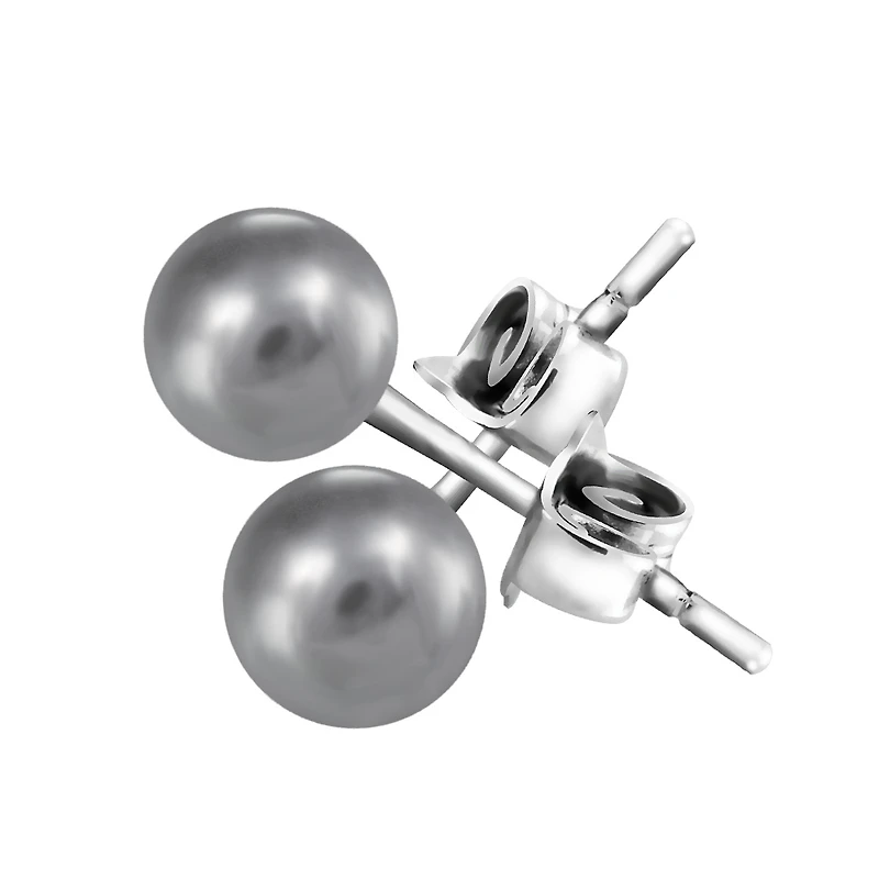 6mm Grey Pearl Stud Earrings in Sterling Silver