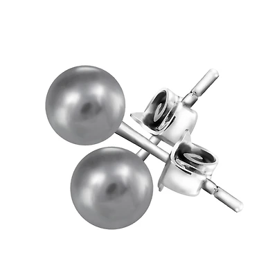 6mm Grey Pearl Stud Earrings in Sterling Silver