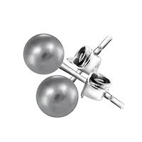 6mm Grey Pearl Stud Earrings in Sterling Silver