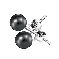6mm Black Pearl Stud Earrings in Sterling Silver