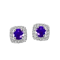 Stud Earrings with .16 Carat TW of Diamonds and Tanzanite in 10kt White Gold