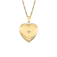 Heart Locket with .01 Carat TW of Diamond in 10kt Yellow Gold with Chain