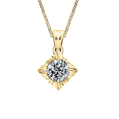 Canadian Diamond Pendant with .25 Carat Diamond in 14kt Yellow Gold with Chain