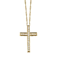 Cross Pendant with .15 Carat TW of Diamonds in 10kt Yellow Gold with Chain