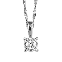 Illusion Set Pendant with Carat Diamond in 10kt White Gold with Chain