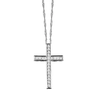 Cross Pendant with Carat TW of Diamonds in 10kt White Gold with Chain