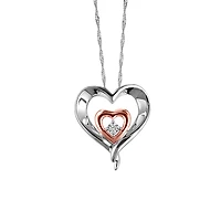 Heart Pendant with Diamond in Sterling Silver with Chain